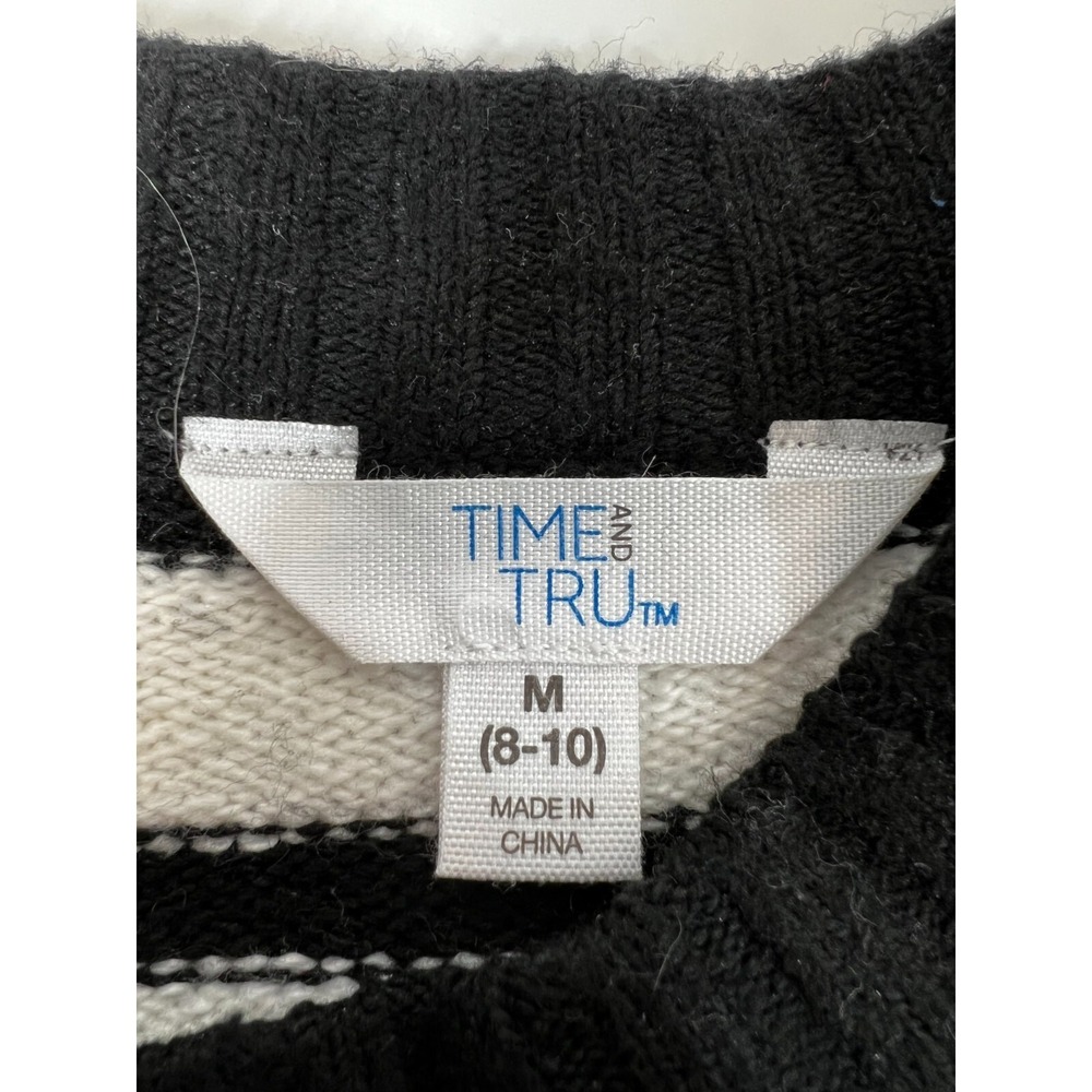 Vintage Time And Tru Black/White Long Sleeve Striped Sweater Womens SZ Medium - Picture 9 of 12